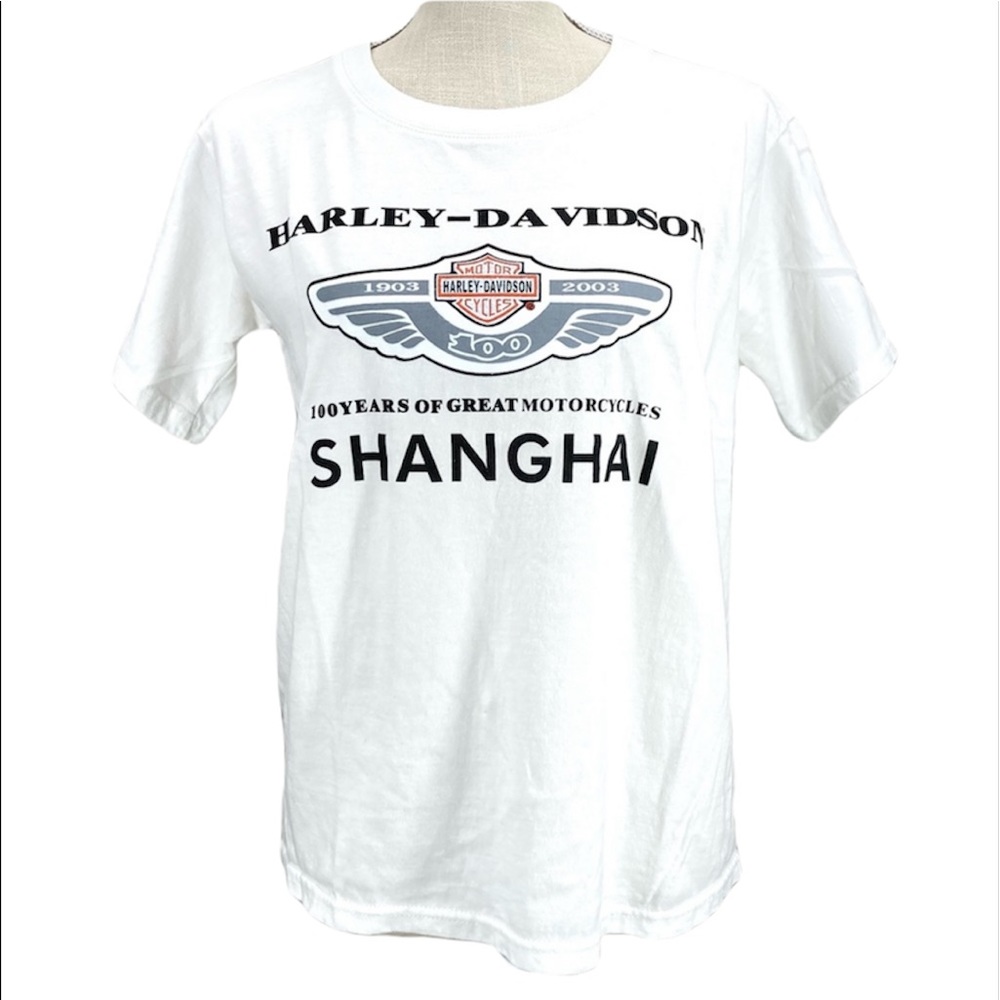HARLEY-DAVIDSON 2003 Vintage White Women’s Short Sleeve Tee Shirt Size Medium